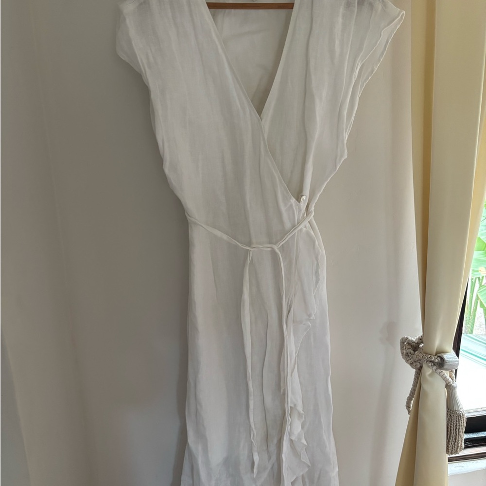 Joie elegant linen White Wrap Dress